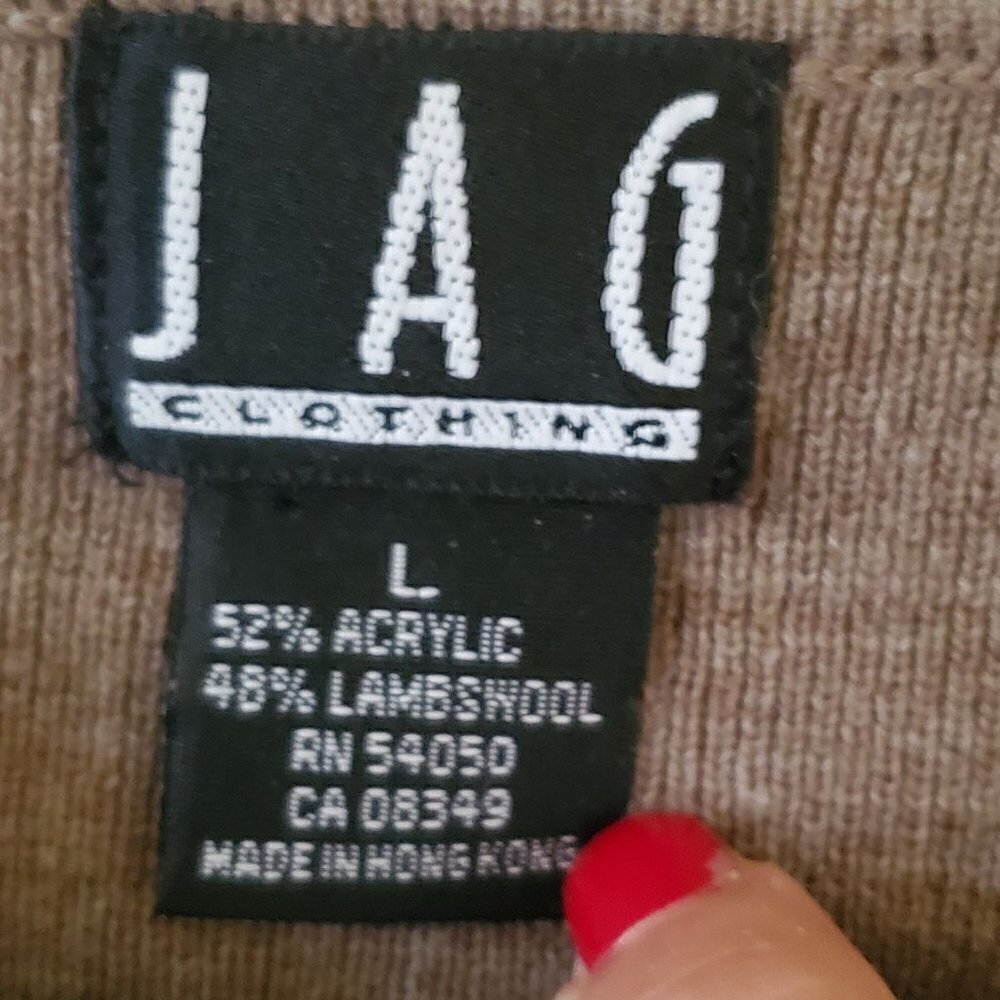 Jag Lambswool Blend Pale Brown White Striped Tunic Sweater Size L - Picture 4 of 4